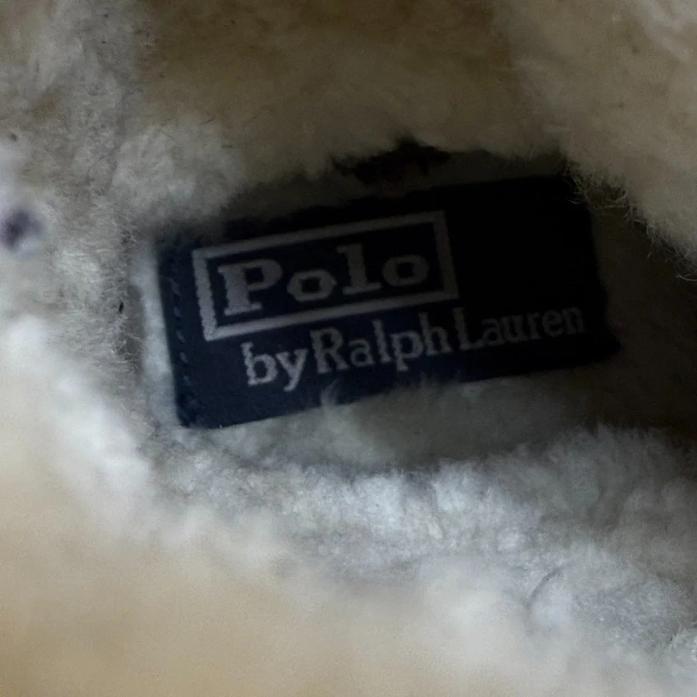 Polo Ralph Lauren Tavin‎ Shearling Boots Big Boys Size 4.5 Black Leather Suede